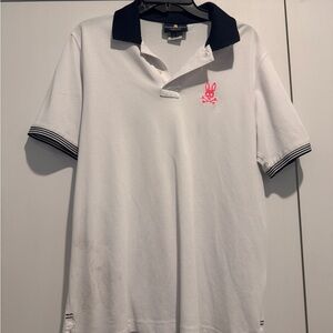 Psycho Bunny White and Pink Polo Shirt Sporty Design